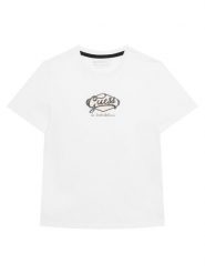 Guess T-Shirt L6RI02 K8HM4 Biały Regular Fit. Białe t-shirty dla chłopców Guess, z aplikacjami, z bawełny, bez ramiączek. Za 89.99 zł.