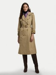 Lauren Ralph Lauren Trencz 297951259003 Beżowy Straight Fit. Brązowe płaszcze damskie Lauren Ralph Lauren, m, bez wzorów, z bawełny, bez kaptura. Za 1,599.00 zł.
