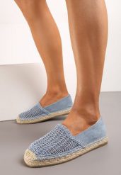 Niebieskie Wsuwane Espadryle na Płaskiej Podeszwie Ozdobione Plecionką z Juty Loracila. Niebieskie espadryle damskie Born2be, na lato, bez wzorów, eleganckie, bez obcasa, na płaskiej podeszwie, bez zapięcia. Za 49.99 zł.