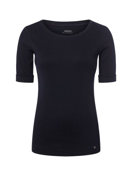 Marc Cain Koszulka damska Kobiety Bawełna niebieski jednolity, 44. Niebieskie t-shirty damskie Marc Cain, bez wzorów, z bawełny, eleganckie, bez kołnierzyka. Za 449.95 zł.