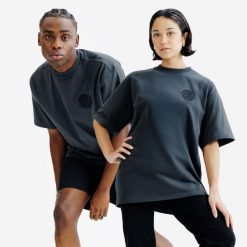Koszulka Graph unisex Elementals. Szare koszulki sportowe damskie Decathlon, l, bez wzorów, z bawełny, bez kołnierzyka, bez ramiączek. Za 69.99 zł.