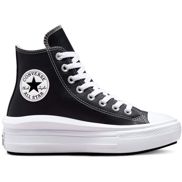 Buty sportowe Converse Chuck Taylor All Star Move Platform Leather. Czarne obuwie sportowe damskie Converse, bez wzorów, ze skóry ekologicznej. Za 404.25 zł.