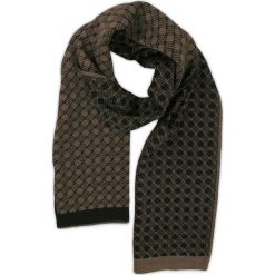 Szalik Brązowo-Czarny Jesienno-Zimowy, Wzór Geometryczny, Dwustronny, Męski -EM Men's Accessori. Brązowe szaliki męskie Em men's accessories, na zimę, bez wzorów, z materiału. Za 69.99 zł.