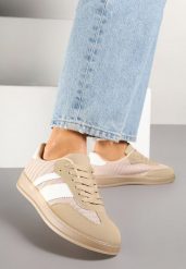 Ciemnobeżowe Klasyczne Sneakersy Tenisówki na Półprzezroczystej Podeszwie Niniel. Brązowe obuwie sportowe damskie Renee, bez wzorów, z jeansu, eleganckie, bez zapięcia. Za 74.99 zł.