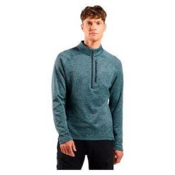 Bluza techniczna męska ODLO Tencia Mid Layer 1/2 zip. Niebieskie koszulki sportowe męskie Odlo, m, bez wzorów, bez kołnierzyka, bez ramiączek, trekkingowe. W wyprzedaży za 239.99 zł.