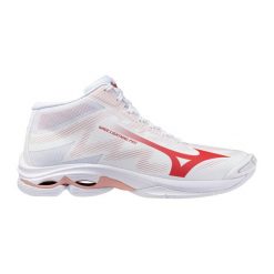 Damskie buty halowe Mizuno Wave Lightning Pro Mid. Białe obuwie sportowe damskie Mizuno, bez wzorów, z materiału, do siatkówki, mizuno wave. Za 589.99 zł.