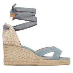 Espadryle Castañer. Niebieskie sandały damskie Castañer, bez wzorów, bez obcasa, bez zapięcia. Za 619.99 zł.