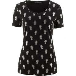 Shirt w ananasy, rękawy 1/2 bonprix czarny z nadrukiem. Bluzki damskie bonprix. Za 54.99 zł.