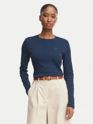Tommy Hilfiger Bluzka Cody WW0WW53689 Granatowy Slim Fit. Niebieskie koszule damskie Tommy Hilfiger, xs, bez wzorów, z bawełny, bez kołnierzyka, bez ramiączek. Za 209.99 zł.