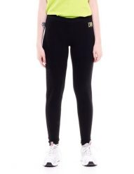 Legginsy damskie basic z małym logo. Czarne legginsy sportowe damskie LEONE 1947 APPAREL, l, bez wzorów, z bawełny, na fitness i siłownię. Za 63.11 zł.