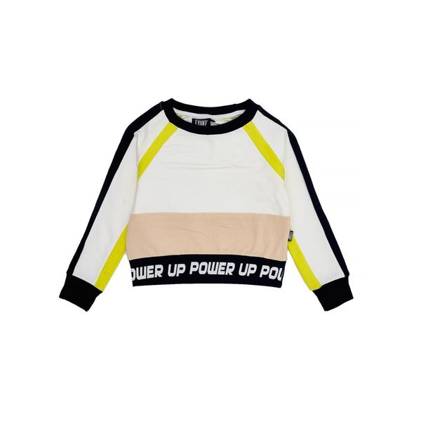 Neonowa bluza dziewczęca z okrągłym dekoltem. Białe bluzy dla dziewczynek LEONE 1947 APPAREL, bez wzorów, bez ramiączek, bez kaptura. W wyprzedaży za 111.80 zł.