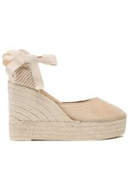 Manebi Espadryle Soft Suede Wedge Espadrilles M 1.1 WV Beżowy. Brązowe sandały damskie Manebi, bez wzorów, ze skóry, bez obcasa, bez zapięcia. Za 489.99 zł.
