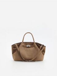 Torebka z imitacji zamszu - brązowy. Brązowe torebki shopper damskie Reserved, bez wzorów, bez dodatków. Za 179.99 zł.