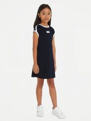 Tommy Hilfiger Sukienka codzienna 1985 KG0KG07933 Granatowy Regular Fit. Niebieskie sukienki dla dziewczynek Tommy Hilfiger, bez wzorów, z syntetyku, bez ramiączek. Za 379.99 zł.