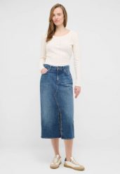 Damska Spódnica Maxi Mustang Style Eureka Denim Skirt Denim Blue 1016941 5000 582. Niebieskie spódnice damskie Mustang, l, bez wzorów, z bawełny, biznesowe, maxi, dopasowane. W wyprzedaży za 99.99 zł.