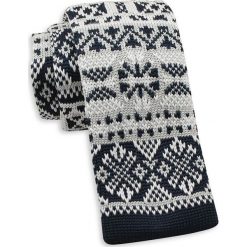 Granatowo-Biały Dziergany, Męski Krawat Knit, 5,5 cm -Alties- Świąteczny, Wzór Norweski, Gwiazdki. Niebieskie krawaty i muchy Alties, bez wzorów, z dzianiny, sportowe. Za 55.00 zł.