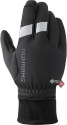 Rękawiczki kolarskie WINDSTOPPER Primaloft, czarne. Czarne rękawiczki męskie Shimano, na zimę, bez wzorów, z elastanu. Za 329.90 zł.