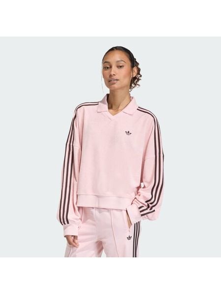 Adidas Bluza Terry Towel KD1400 Różowy Oversize. Czerwone bluzy damskie Adidas, s, bez wzorów, z bawełny, bez kaptura. Za 279.99 zł.