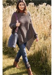 Poncho z guzikami. Szare żakiety damskie bonprix, bez wzorów. Za 109.99 zł.