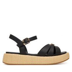 Sandały Tommy Hilfiger. Czarne sandały dziewczęce Tommy Hilfiger, bez zapięcia. Za 409.99 zł.