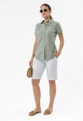 P-KERRY. Białe szorty damskie Volcano, na lato, plus size, bez wzorów, z materiału, eleganckie. Za 159.99 zł.