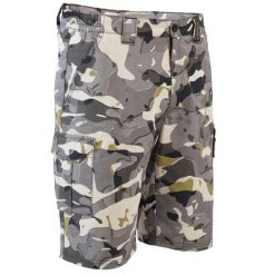 Bermudy Solognac 500 camo woodland V1 LTD. Szare krótkie spodenki sportowe męskie SOLOGNAC, l, bez wzorów, z bawełny, outdoorowe. Za 79.99 zł.