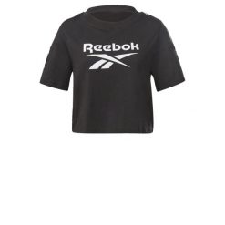 Koszulka treningowa damska Reebok TE Tape Pack Tee. Czarne koszulki sportowe damskie Reebok, xs, bez wzorów, sportowe, bez kołnierzyka. Za 35.24 zł.