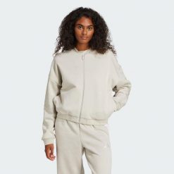 Kurtka Essentials Contemporary Logo Bomber. Brązowe kurtki damskie Adidas, xl, bez wzorów, z materiału, bez kaptura. Za 259.00 zł.