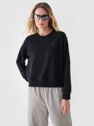 4F Bluza dresowa nierozpinana bez kaptura damska - czarna S. Czarne bluzy sportowe damskie 4f, s, bez wzorów, z bawełny, bez kaptura. Za 129.99 zł.