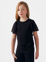 Mayoral Bluzka 6004 Czarny Slim Fit. Czarne bluzki dla dziewczynek Mayoral, bez wzorów, z bawełny, bez kołnierzyka, bez ramiączek. Za 59.99 zł.