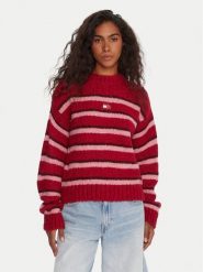 Tommy Jeans Sweter Badge DW0DW21679 Czerwony Relaxed Fit. Czerwone swetry damskie Tommy Jeans, xxs, bez wzorów, z jeansu, bez kołnierzyka, bez ramiączek, bez kaptura. Za 399.99 zł.