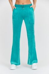 JUICY COUTURE Damskie turkusowe spodnie desowe Layla Jewelled Low Rise Pant. Niebieskie spodnie dresowe damskie Juicy Couture, s, bez wzorów, z dresówki. W wyprzedaży za 364.99 zł.