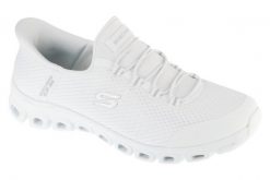 Buty sportowe Sneakersy damskie, Slip-Ins: Glide-Step - Pursuit. Białe obuwie sportowe damskie Skechers, bez wzorów, z materiału, trekkingowe. Za 379.99 zł.