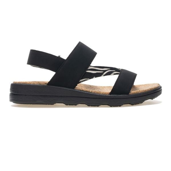 Sandały damskie Rylie. Czarne sandały damskie Regatta, bez wzorów, z materiału, bez obcasa, bez zapięcia. Za 149.99 zł.
