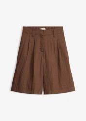 Bermudy z miękkiej mieszanki wiskozy. Brązowe spodnie materiałowe damskie bonprix, bez wzorów, z wiskozy. Za 124.99 zł.