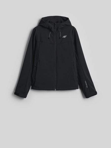 4F Kurtka softshell wiatroodporna membrana 8000 damska - czarny XS. Czarne kurtki damskie 4f, m, bez wzorów, z softshellu, bez kaptura. Za 299.99 zł.