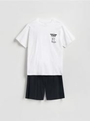 Bawełniana dwuczęściowa piżama - biały. Białe piżamy męskie Reserved, l, bez wzorów, z bawełny, bez ramiączek. Za 89.99 zł.