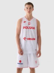 4F Koszulka reprezentacyjna męska 4F x PZKOSZ 2024 - biała 4XL. Białe koszulki sportowe męskie 4f, m, bez wzorów, z dzianiny, klasyczne, bez kołnierzyka. Za 219.99 zł.