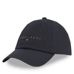 Czapka z daszkiem Tommy Jeans. Czarne czapki i kapelusze męskie Tommy Jeans, bez wzorów, z jeansu. Za 129.99 zł.