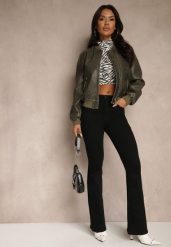 Czarne Jeansy Regular Waist o Fasonie Flare Vemia. Czarne jeansy damskie Renee, z podwyższonym stanem. Za 99.99 zł.