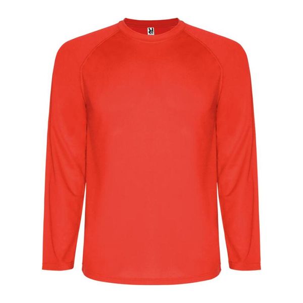 Męska Koszulka Sportowa Z Długim Rękawem Montecarlo. Czerwone koszulki sportowe męskie ROLY, m, bez wzorów, bez kołnierzyka, bez ramiączek, trekkingowe. Za 40.99 zł.