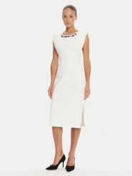 Rinascimento Sukienka koktajlowa CFC0020043002 Biały Slim Fit. Białe sukienki damskie Rinascimento, xs, bez wzorów, z syntetyku, wizytowe, bez kołnierzyka, bez ramiączek. Za 489.99 zł.