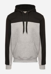 Jasnoszara Bluza z Bawełną z Kieszenią Kangurek i Kapturem Nevisara. Szare bluzy męskie Born2be, l, bez wzorów, z bawełny. Za 59.99 zł.