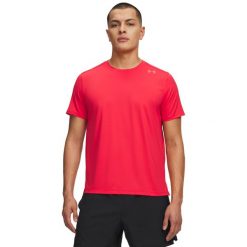 Koszulka do biegania męska Under Armour Velociti Pro. Czerwone koszulki sportowe męskie Under Armour, l, bez wzorów, z elastanu, bez kołnierzyka, bez ramiączek, do biegania. Za 307.30 zł.