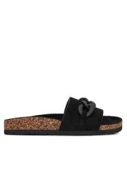 DeeZee Klapki S113 Czarny. Czarne klapki damskie DeeZee, bez wzorów, z materiału, bez obcasa. Za 83.99 zł.