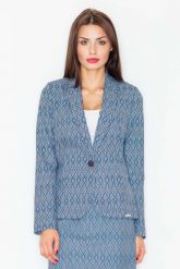 Elegancki Wzorzysty Żakiet na Jeden Guzik Wzór 31. Czarne żakiety damskie Figl, xl, bez wzorów, z materiału, eleganckie. Za 279.00 zł.