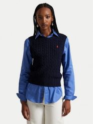 Polo Ralph Lauren Sweter 211971882501 Granatowy Slim Fit. Niebieskie swetry damskie Polo Ralph Lauren, l, bez wzorów, z bawełny, bez kołnierzyka, bez ramiączek, bez kaptura. Za 689.99 zł.