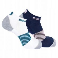 Skarpety damskie do biegania Salomon Speed zestaw 2 pary. Białe skarpety damskie Salomon, bez wzorów, z elastanu. Za 59.00 zł.