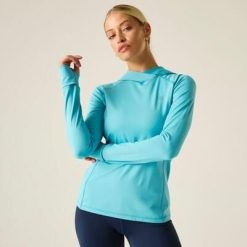 Damska bluza z kapturem Refresh Quick Dry Fleece. Niebieskie bluzy damskie Dare 2b, bez wzorów, z elastanu, z kapturem, trekkingowe. Za 248.50 zł.
