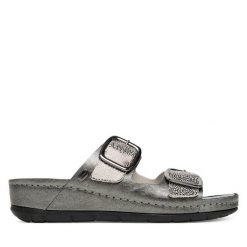 Klapki Scholl. Szare klapki damskie Scholl, bez wzorów, bez obcasa. Za 229.99 zł.